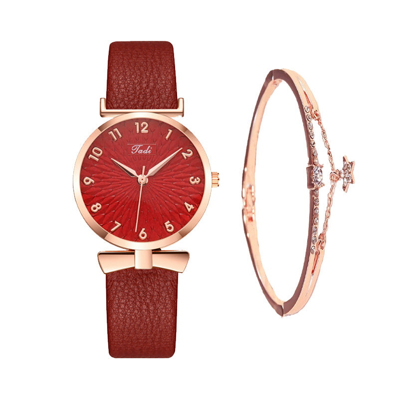 Internet celebrity Douyin starry sky watch ladies fashion trend Korean version simple casual female watch student two-piece gift watch