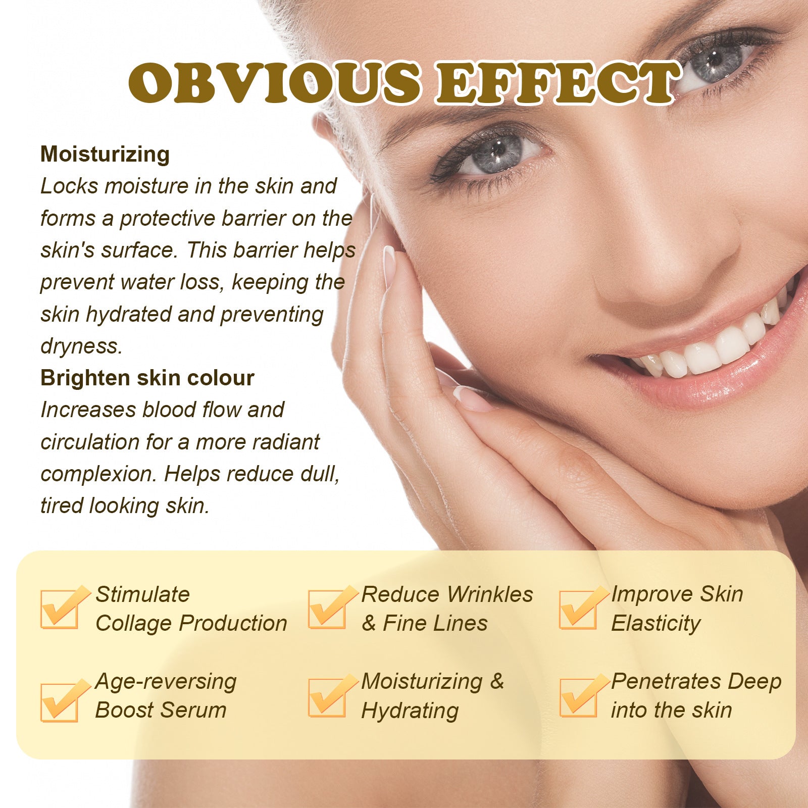 Facial OUHOE 24K Gold Facial Essence Firms facial skin, fades fine lines around eyes, and moisturizes forehead wrinkles.