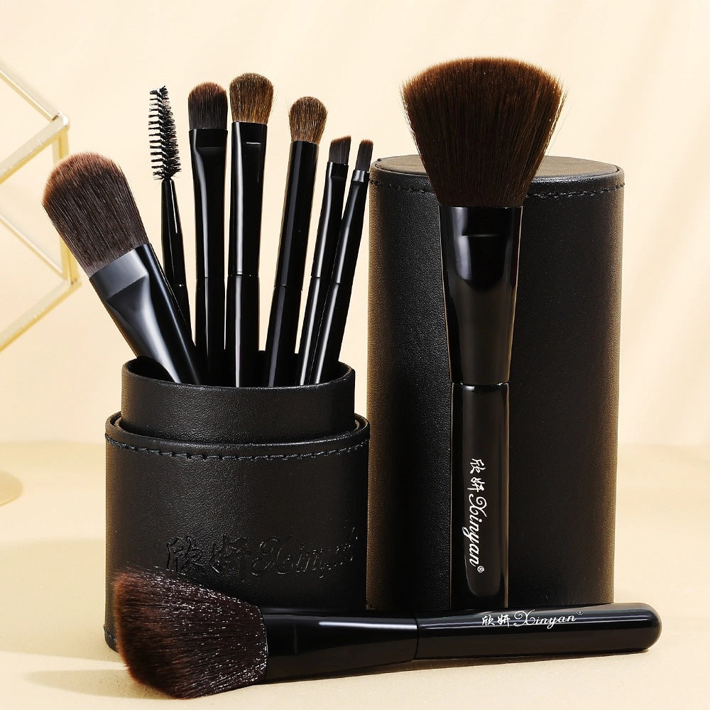 Makeup brush set 9 pieces rice white bucket set bucket brush pony hairbrush set tools elegant neat