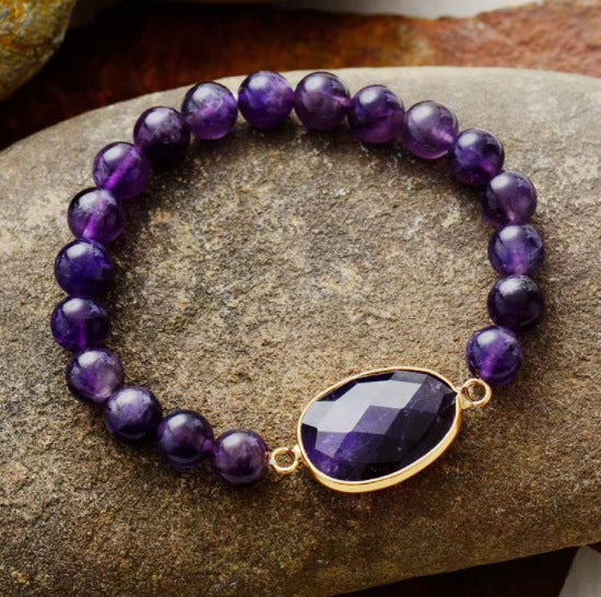 Natural Stone High-end women's bracelet natural glitter stone labradorite elastic bracelet jewelry