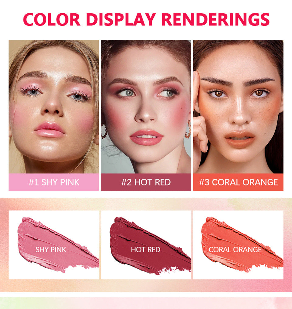 new blush cream red pink natural moisturizing lip and cheek blush stick smear blush