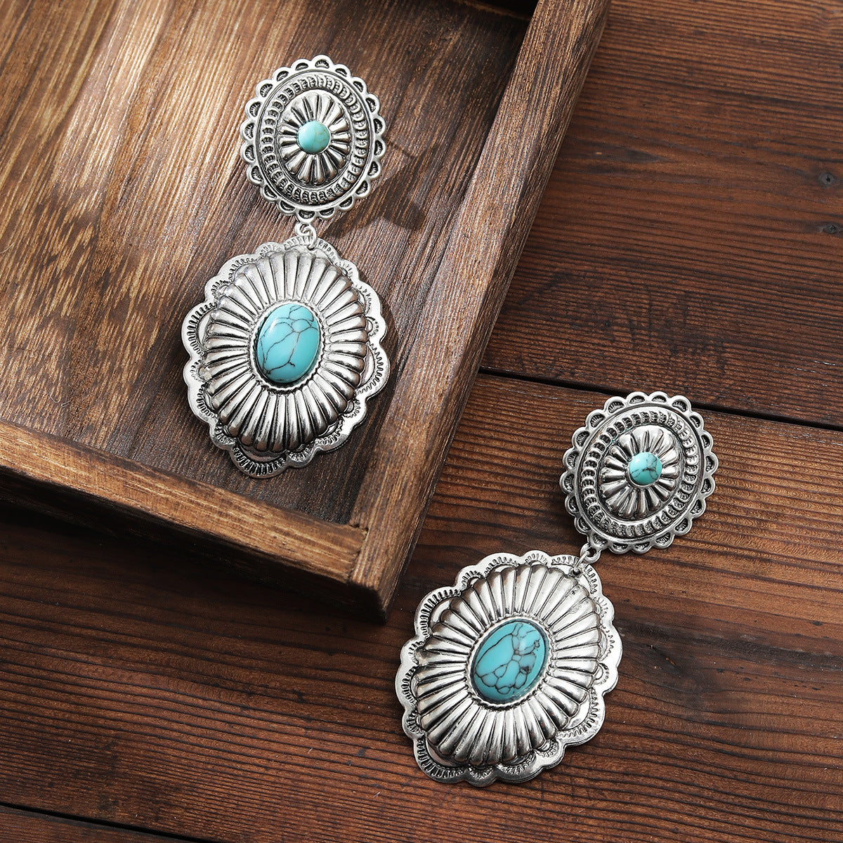 Earring Jewelry Retro Gothic Turquoise Flower Earrings