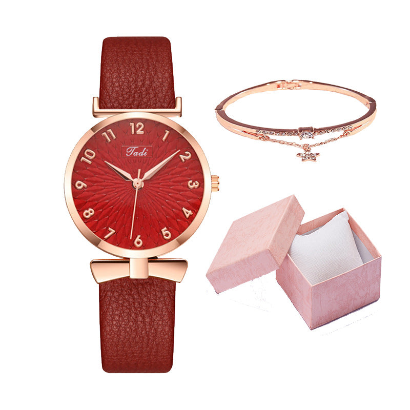 Internet celebrity Douyin starry sky watch ladies fashion trend Korean version simple casual female watch student two-piece gift watch