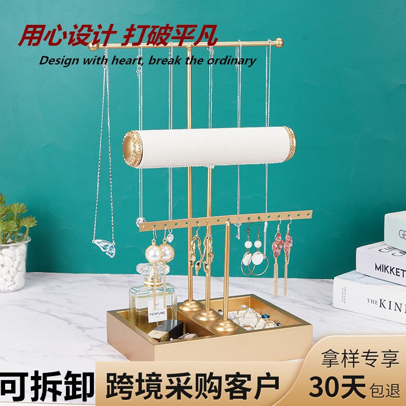 T-shaped 3-tier jewelry display stand jewelry earring rack earring necklace bracelet rack hair hoop storage rack ring detachable