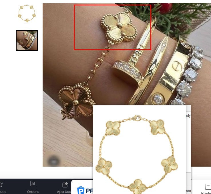 Natural Mother-of-pearl popular five-leaf clover bracelet titanium steel gold-plated 18k diamond double-sided mother-of-pearl bracelet hand jewelry