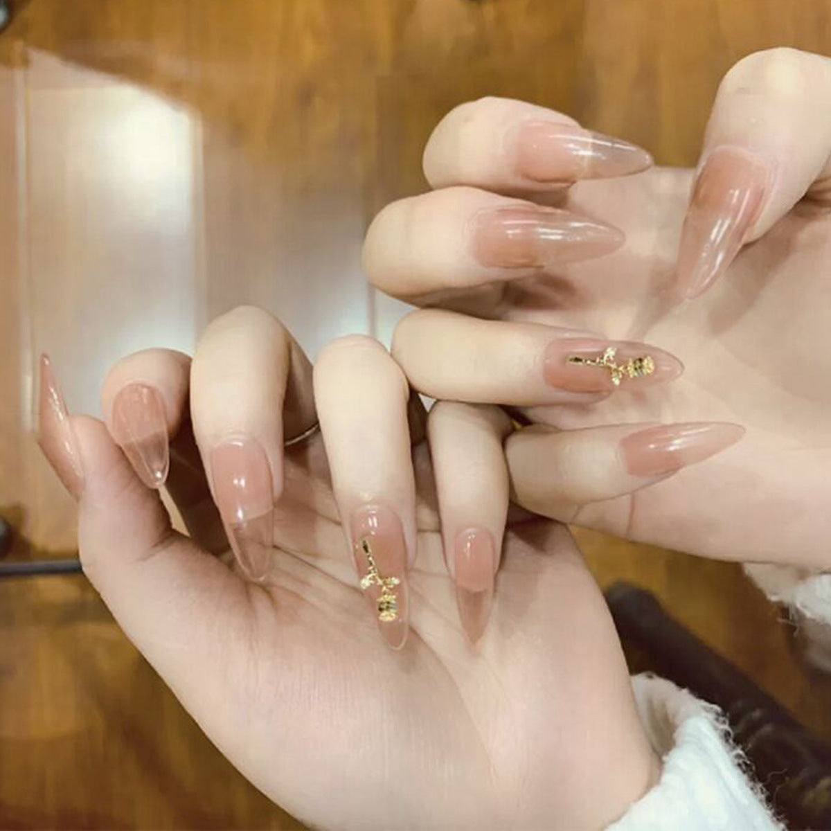 Nail manicure pieces, removable French fake nails, wearable nail pieces, manicure nail patches