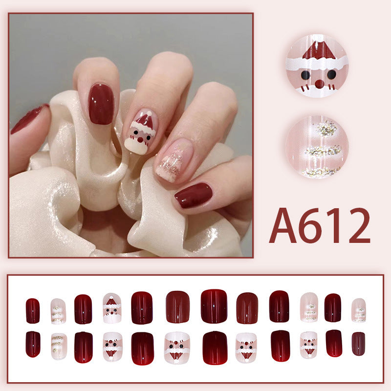 Summer and autumn gentle and simple pure lust style wearable nail patches printed solid color French style removable manicure fake nail patches