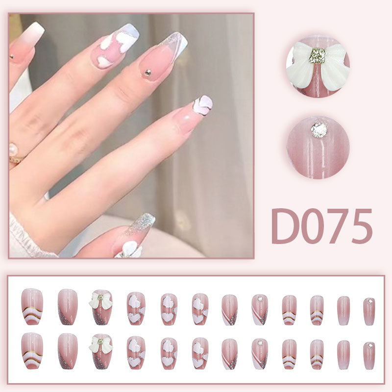 Wearable nails, fake nails, long water drops, European and American manicure, colorful small manicure tools, finished ladder-shaped nails cute cow-liked