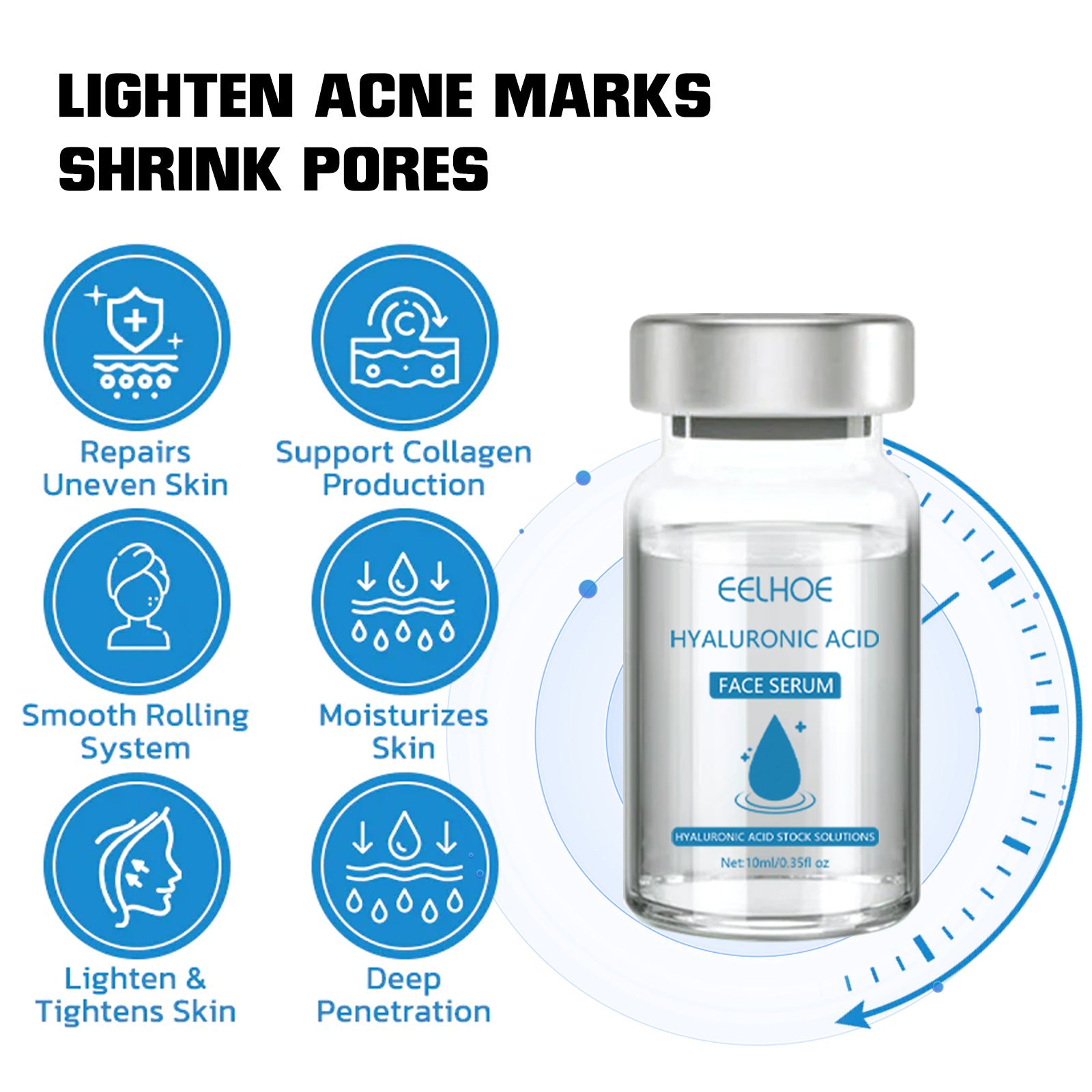 Hyaluronic Acid Essence Fades Facial Acne Marks, Hydrates, Repairs, Skin Care, Whitening Essence
