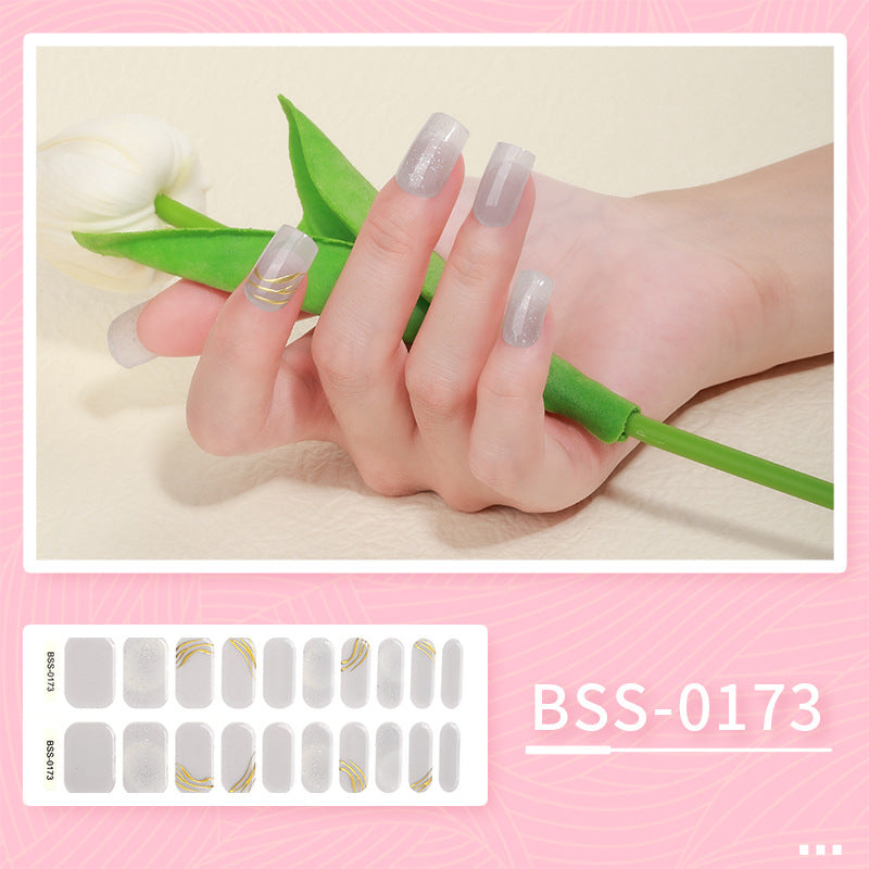 Gel Nail Sticker Waterproof 3D Bronzing Flower UV Phototherapy Semi-curing Nail Sticker