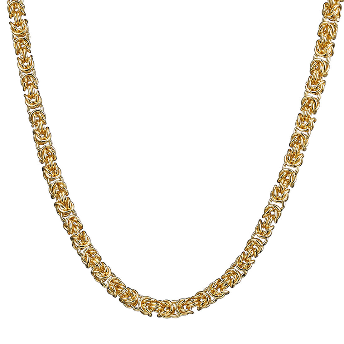 8mm Width Stainless Steel Single Circle Chain Men's Necklace Centipede Chain with Titanium Steel Gold Pendant Jewelry