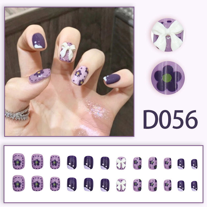 Wearable nails, fake nails, long water drops, European and American manicure, colorful small manicure tools, finished ladder-shaped nails cute cow-liked