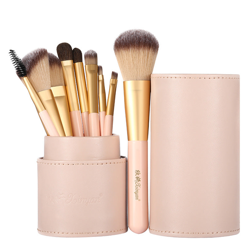 Makeup brush set 9 pieces rice white bucket set bucket brush pony hairbrush set tools elegant neat