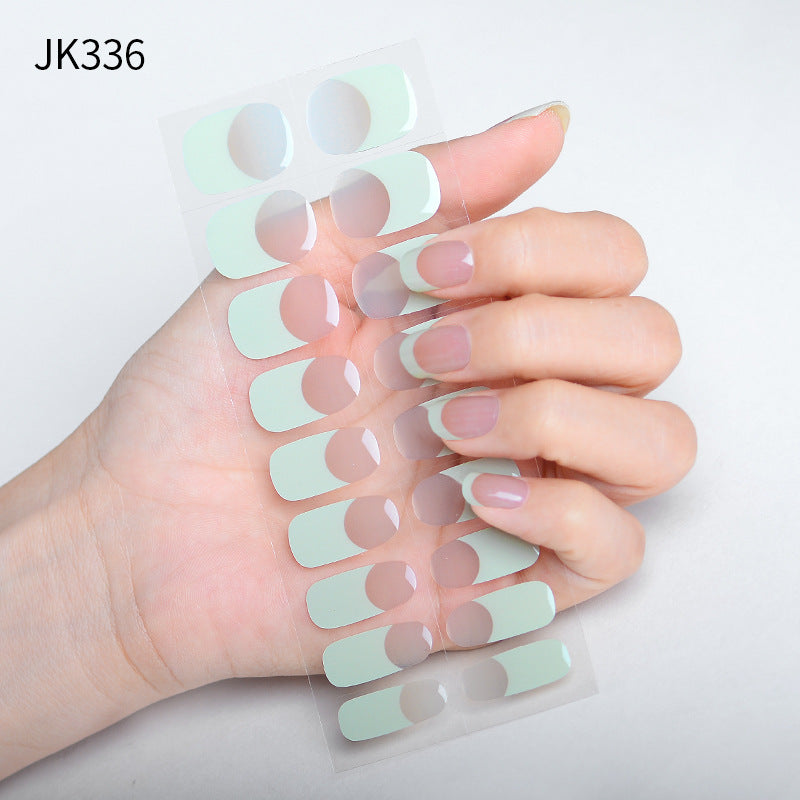 Gradient French blush manicure sticker waterproof long-lasting uv nail sticker phototherapy patch semi-cured gel nail sticker