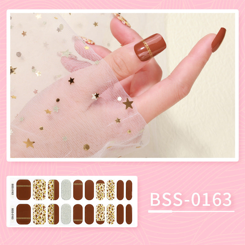 Gel Nail Sticker Waterproof 3D Bronzing Flower UV Phototherapy Semi-curing Nail Sticker