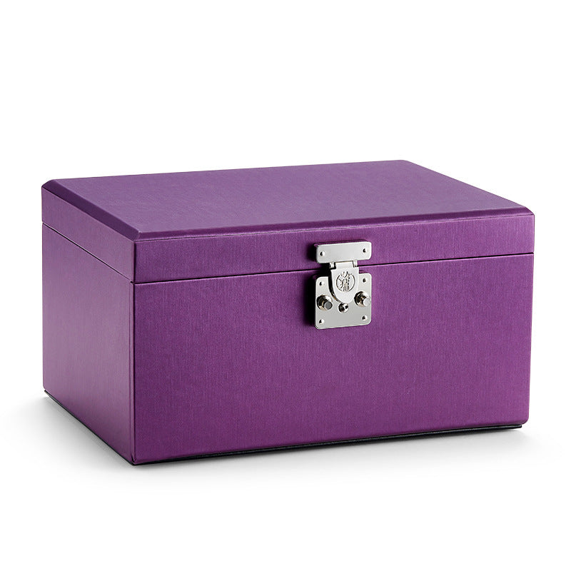 Large-capacity jewelry box European style jewelry box storage box with lock, exquisite jewelry hand jewelry storage box