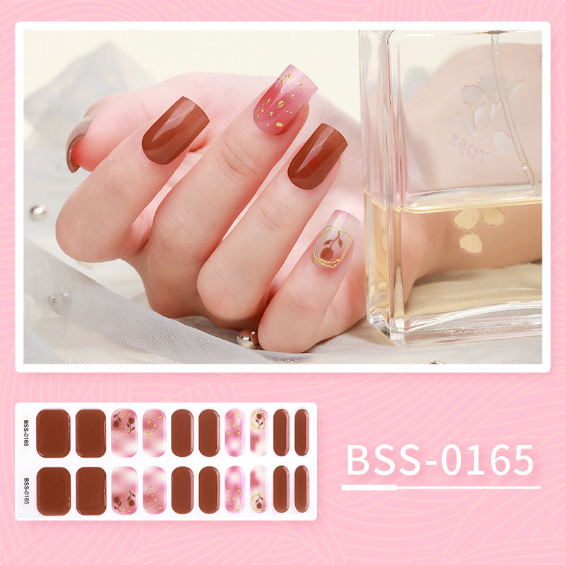 Gel Nail Sticker Waterproof 3D Bronzing Flower UV Phototherapy Semi-curing Nail Sticker