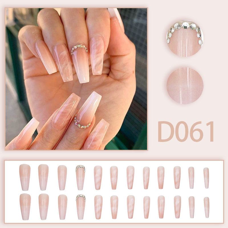 Wearable nails, fake nails, long water drops, European and American manicure, colorful small manicure tools, finished ladder-shaped nails cute cow-liked