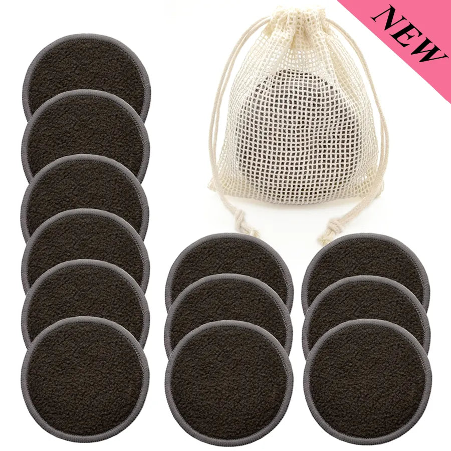 Makeup Remover Pads 12pcs Washable Rounds Cleansing Facial Cotton Make Up Removal Pads Tool