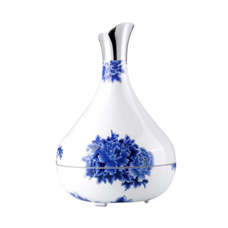 Wood grain aroma diffuser 300ml wood grain humidifier blue and white porcelain essential oil diffuser Middle East aroma diffuser aromatherapy instrument