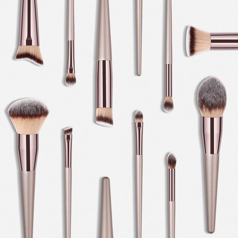 Luxury Champagne Makeup Brushes Set For Foundation Powder Blush Eyeshadow Concealer Lip Eye Make Up Brush Cosmetics Beauty Tools