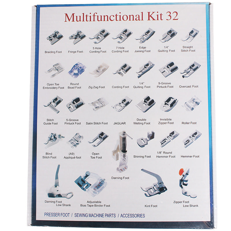 Household multifunctional sewing accessories 32 pieces 42 pieces 48 pieces 52 pieces 62 pieces 72 presser foot set sewing machine presser foot