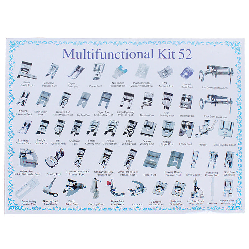 Household multifunctional sewing accessories 32 pieces 42 pieces 48 pieces 52 pieces 62 pieces 72 presser foot set sewing machine presser foot