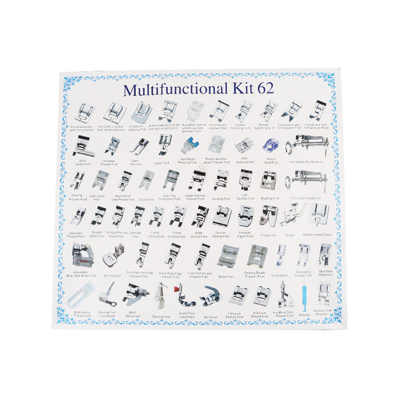 Household multifunctional sewing accessories 32 pieces 42 pieces 48 pieces 52 pieces 62 pieces 72 presser foot set sewing machine presser foot