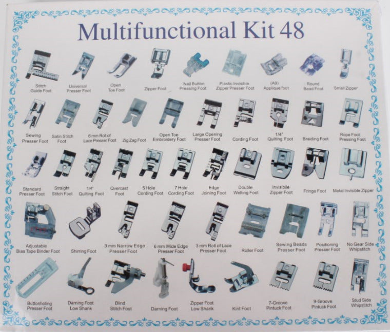 Household multifunctional sewing accessories 32 pieces 42 pieces 48 pieces 52 pieces 62 pieces 72 presser foot set sewing machine presser foot