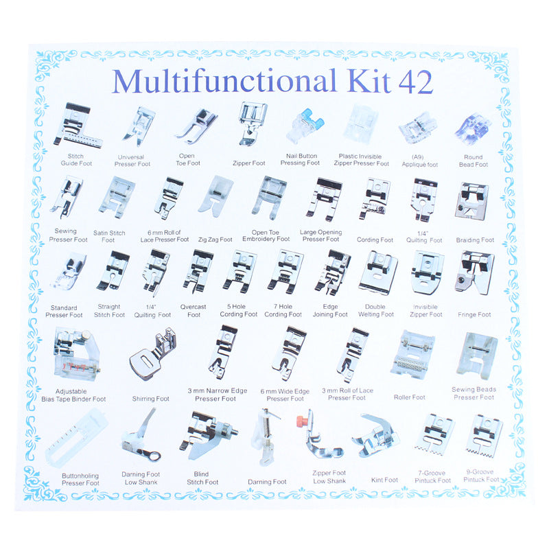 Household multifunctional sewing accessories 32 pieces 42 pieces 48 pieces 52 pieces 62 pieces 72 presser foot set sewing machine presser foot