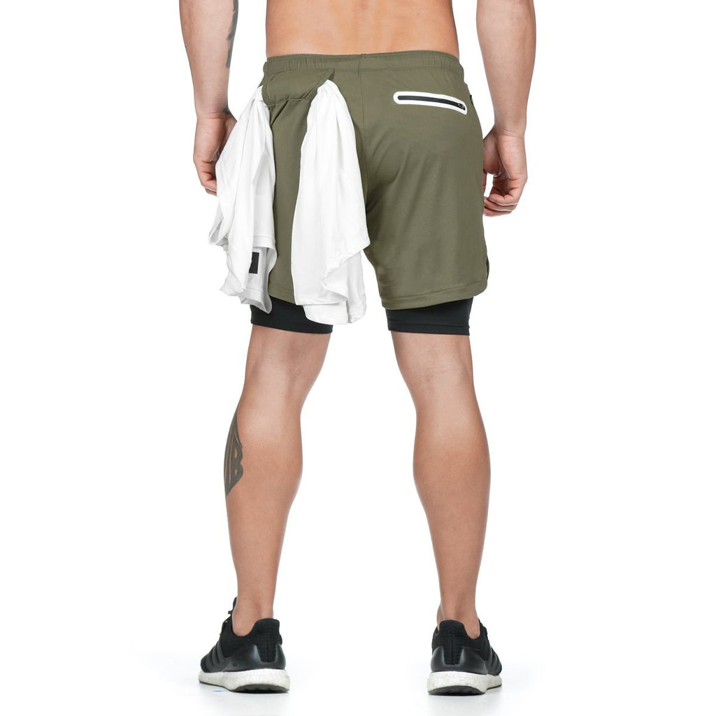 CB hot sale men's sports shorts light board double-layer running outdoor fitness training marathon quick-drying five-point pants