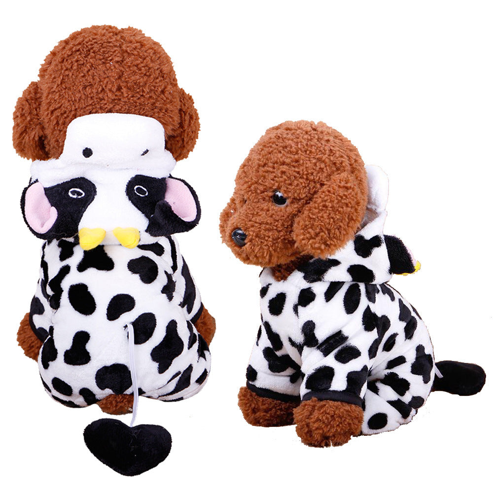 New autumn and winter pet clothes, coral fleece, Yiwu four-legged cartoon transformation, puppy clothes, dog clothes