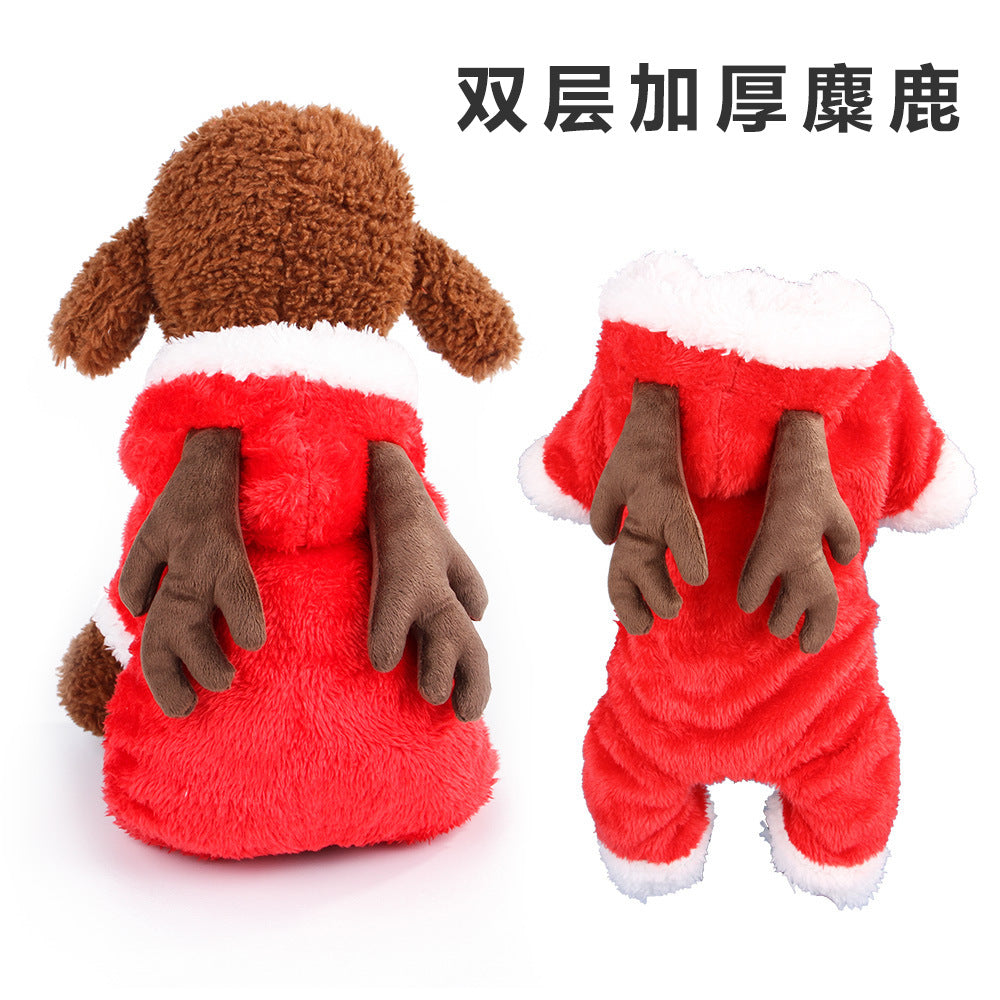 New autumn and winter pet clothes, coral fleece, Yiwu four-legged cartoon transformation, puppy clothes, dog clothes