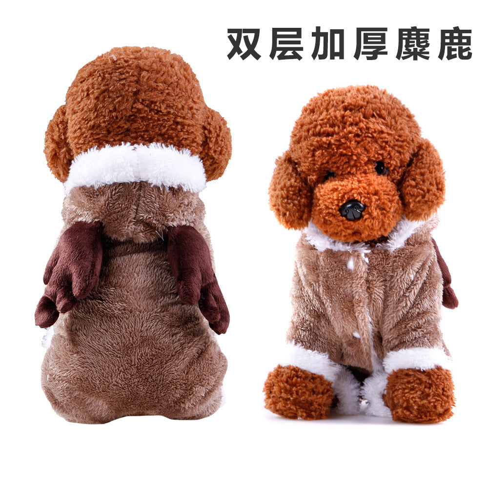 New autumn and winter pet clothes, coral fleece, Yiwu four-legged cartoon transformation, puppy clothes, dog clothes