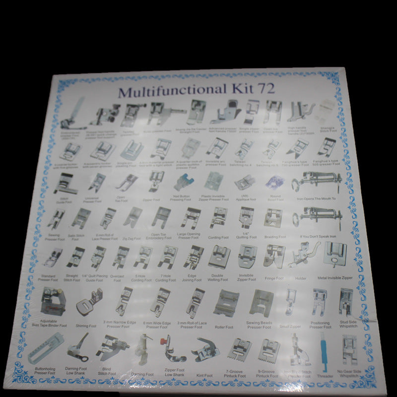 Household multifunctional sewing accessories 32 pieces 42 pieces 48 pieces 52 pieces 62 pieces 72 presser foot set sewing machine presser foot