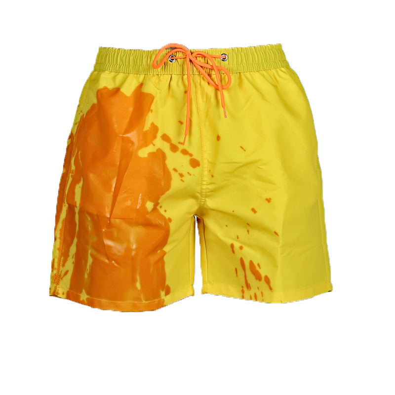 Discoloration swimming trunks in water and heat Men's large size quick-drying temperature discoloration beach shorts sports pants summer quick-drying