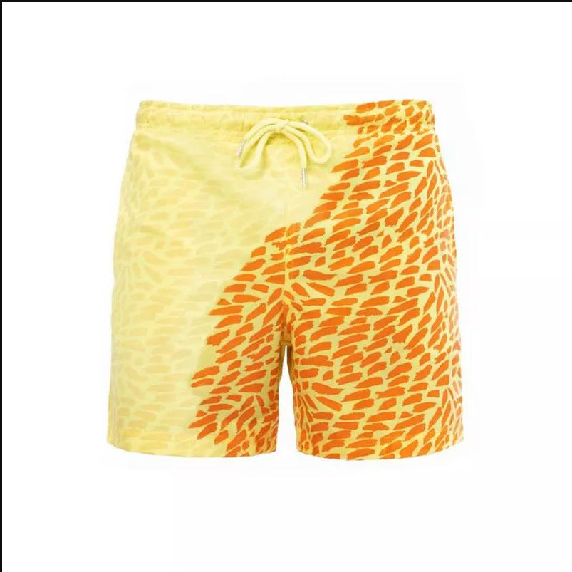 Discoloration swimming trunks in water and heat Men's large size quick-drying temperature discoloration beach shorts sports pants summer quick-drying
