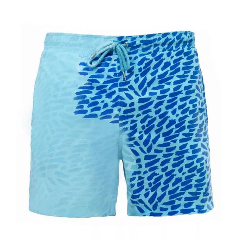Discoloration swimming trunks in water and heat Men's large size quick-drying temperature discoloration beach shorts sports pants summer quick-drying