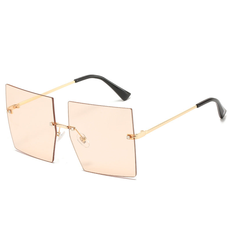 Sunglasses new best-selling square frameless metal sunglasses hot style simple fashion elegant sunglasses