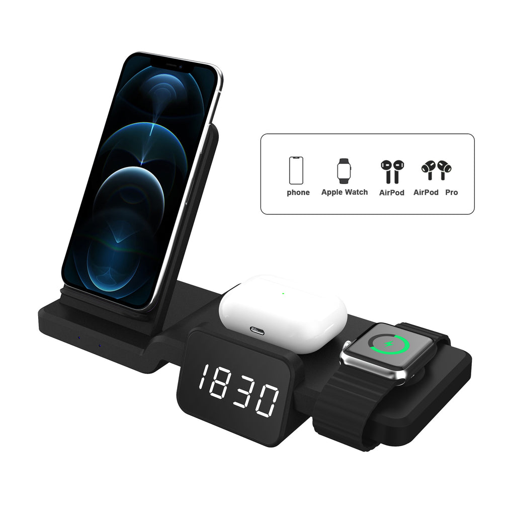 Multifunctional three-in-one wireless charger with clock 15w fast charging stand charging stand desktop vertical wireless charging