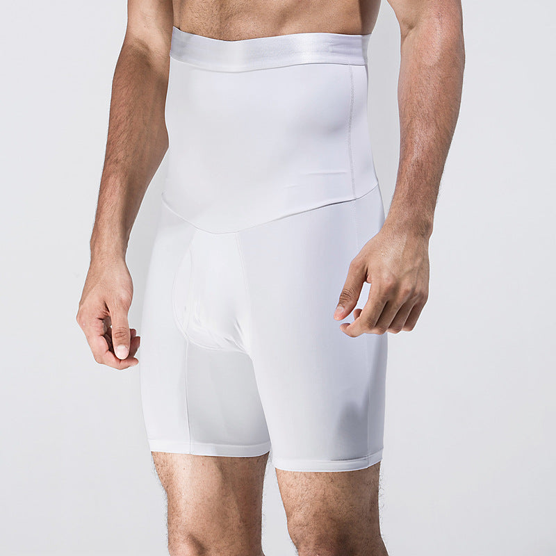 NY126 nylon men's double-layer plastic belt anti-rolling high waist shaping pants five points pants abdomen waist pants