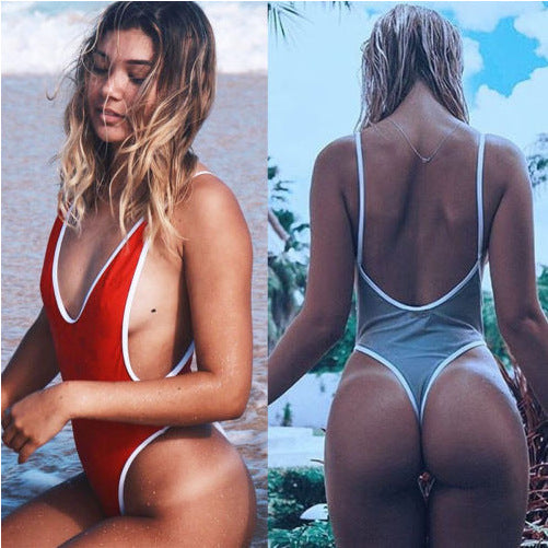 Lace Up One Piece Swimsuit Sexy Swimwear Women High Waist Bathing Suit Backless Black Bodysuit feminina biquini