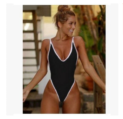 Lace Up One Piece Swimsuit Sexy Swimwear Women High Waist Bathing Suit Backless Black Bodysuit feminina biquini