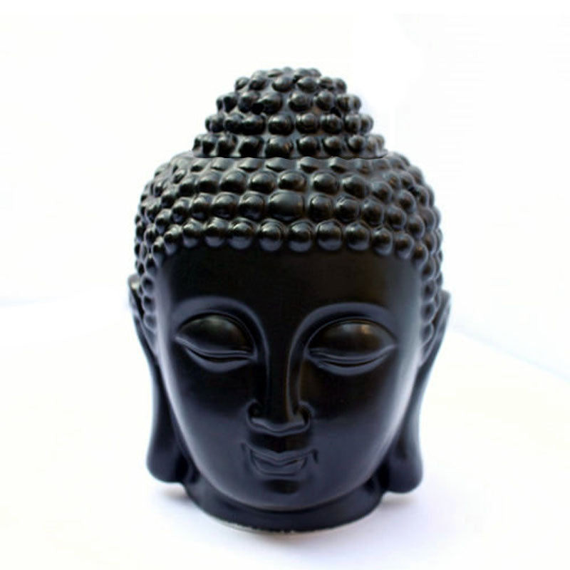 C-B special for black and white Thailand Buddha head incense burner ceramic aromatherapy burner essential oil incense burner candle essential oil dish white porcelain light transmission