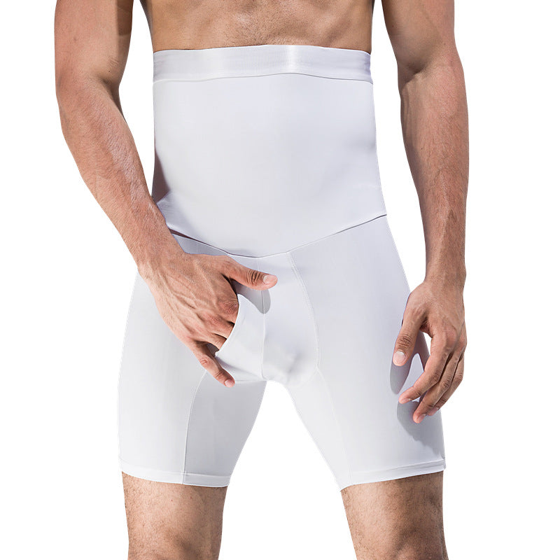 NY126 nylon men's double-layer plastic belt anti-rolling high waist shaping pants five points pants abdomen waist pants