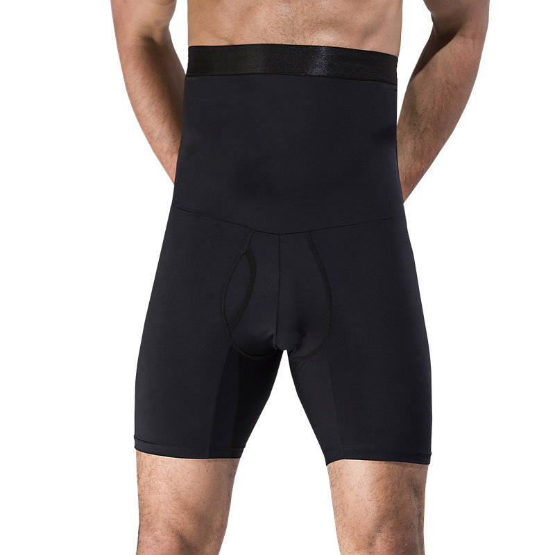 NY126 nylon men's double-layer plastic belt anti-rolling high waist shaping pants five points pants abdomen waist pants