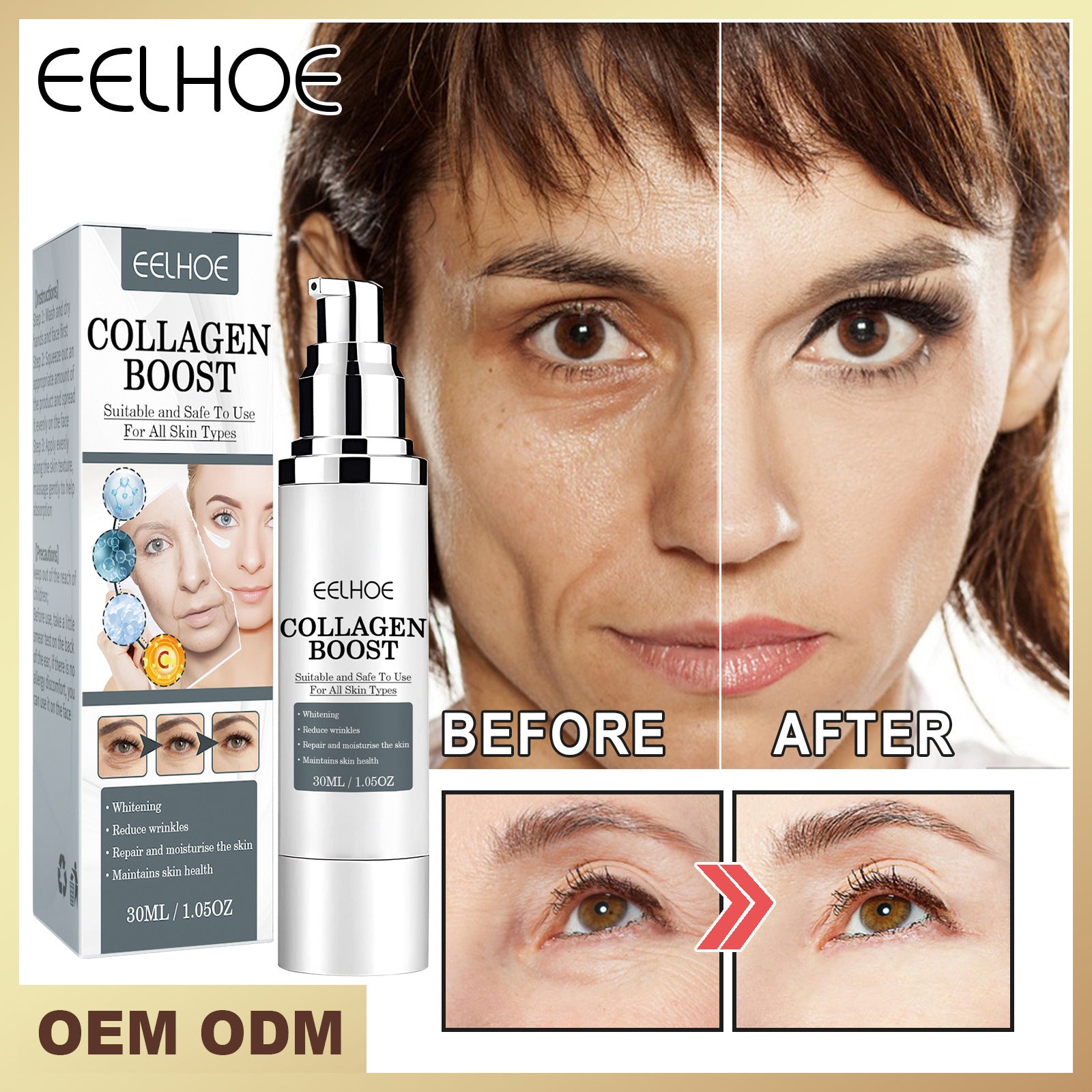 EELHOE Collagen Anti-Wrinkle Cream Collagen anti-aging reorganization fades fine lines, moisturizes and tightens the skin