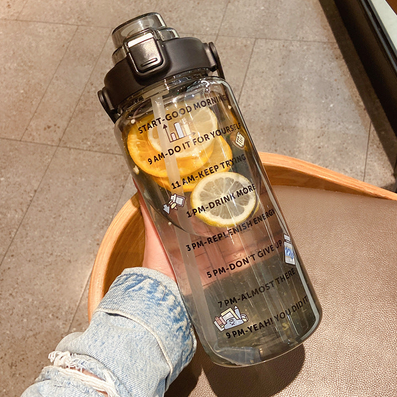 2000ml sports water cup women's summer fitness with straw large kettle portable plastic high temperature cross-border water bottle