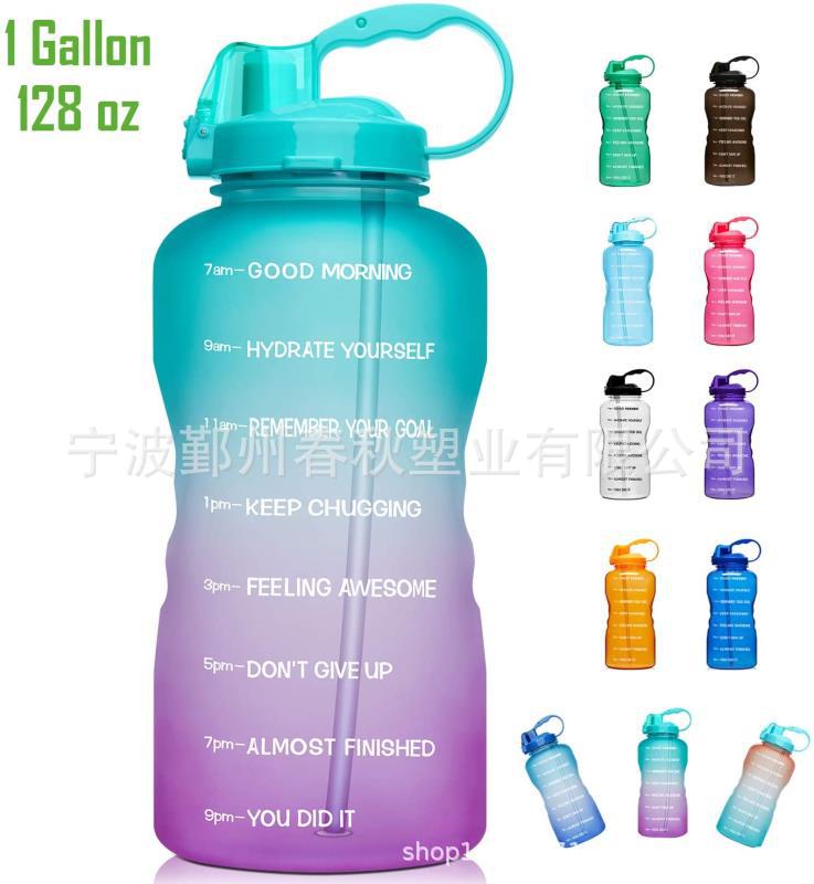 2.2L water bottle inspirational gradient water bottle with handle and straw Fitness sports bottle