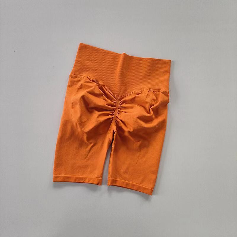 Europe and the United States seamless hip lift fitness shorts women's running sports cycling pants hips high waist yoga training five-point pants